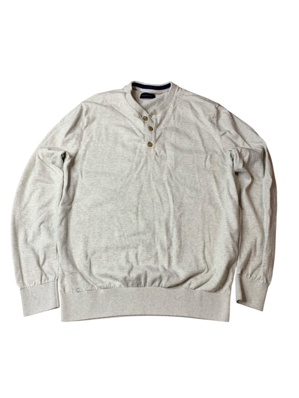 Denver Hayes Men’s Grey 100% Cotton Henley Sweater - Size Medium